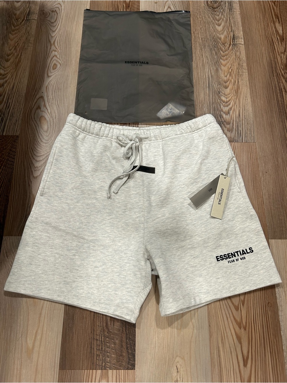 ESSENTIALS Men’s Heather Light Gray Athletic Drawstring Shorts